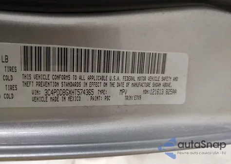 2017 Dodge Journey Sxt Awd z USA, uszkodzony, nr VIN 3C4PDDBGXHT574365